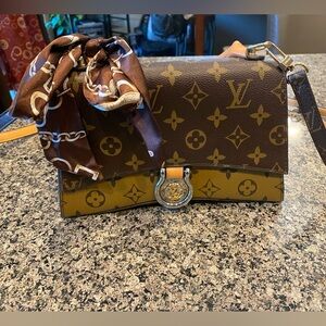 Designer Brown and Tan Crossbody Bag